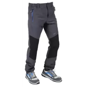 Spodnie work- trekking light 95% nylonu 5% tkaniny elastycznej 140 g/m2 wzmocnione wstawki na kolanach w kroku w nogawkach krój slim kolor szary rozmiar S