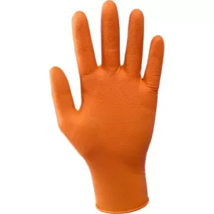 Rękawice robocze nitrylowe aql1,5 jednorazowe na obie dłonie wzór rybiej łuski kolor pomarańczowy 50 sztuk rozmiar M