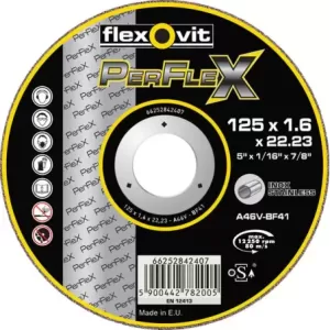 Tarcza do cięcia stali nierdzewnych a60v-125x1.0x22.2-t41 flexovit-perflex inox