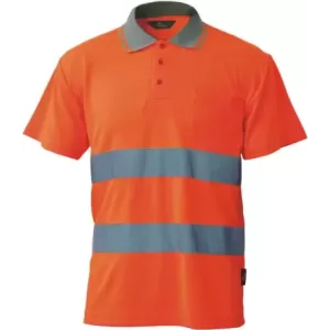 Koszulka polo ostrzegawcza o intensywnej widzialności przewiewna coolpass 2 taśmy odblaskowe poziome pomarańczowa rozmiar S