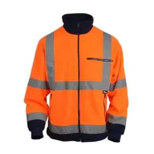 Kurtka polarowa ostrzegawcza o intensywnej widzialności wkontrastowych kolorach pomarańczowym-granatowym rozmiar M