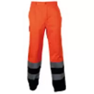 Spodnie do pasa robocze ostrzegawcze o intensywnej widzialności płótno poliester-bawełna pomarańczowo-granatowe rozmiar S