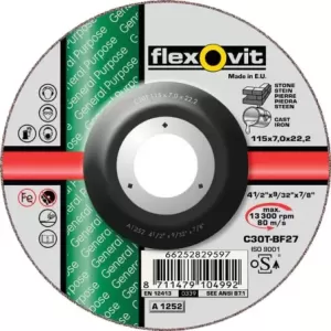 Tarcza do szlifowania kamienia i żeliwa c30t-125x7.0x22.2-t27 flexovit-general purpose
