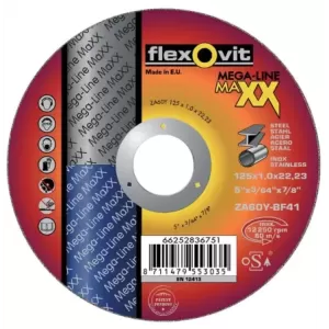 Tarcza do cięcia stali węglowych i nierdzewnych za60y-115x1.0x22.2-t41 flexovit-mega-line maxx