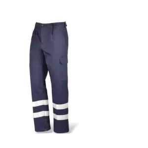Spodnie robocze super/blue hv 100% dekatyzowanej bawełny gramatura 270 g/m2 po dwie taśmy refleksyjne na nogawkach zakładki w pasie,kolor niebieski rozmiar 44