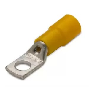 Końcówka kablowa oczkowa rurowa miedziana cynowana izolowana 25/5 25mm2 śr5 żółta z otworem inspekcyjnym