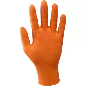 Rękawice robocze nitrylowe aql1,5 jednorazowe na obie dłonie wzór rybiej łuski kolor pomarańczowy 10 sztuk rozmiar M