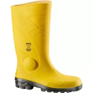 Buty wysokie bezpieczne yellow safety z pcw s5 podnosek stalowy wkładka antyprzebiciowa stalowa kolor żółty rozmiar 38