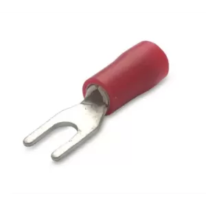 Końcówka kablowa izolowana widełkowa z antywibracyjną tulejką miedzianą 1,5/3 pvc czerwona zakres 0,25-1,5mm2