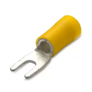 Końcówka kablowa izolowana widełkowa z antywibracyjną tulejką miedzianą 6/4 pvc żółta zakres 4-6mm2