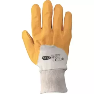 Rękawice robocze z dżerseju bawełnianego pokrytego nbr kolor biało-żółty rozmiar 8