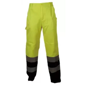 Spodnie do pasa robocze ostrzegawcze o intensywnej widzialności płótno poliester-bawełna żółto-granatowe rozmiar XL