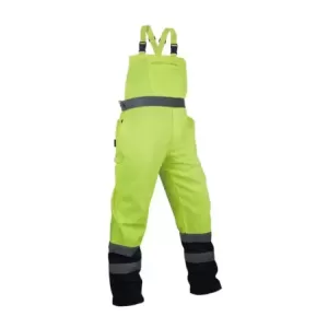 Spodnie robocze na szelkach elastycznych ostrzegawacze płótno poliester-bawełna kolor żółto-granatowy rozmiar S