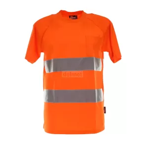 Shirt ostrzegawczy o intensywnej widzialności przewiewny coolpass 2 taśmy odblaskowe poziome pomarańczowy rozmiar s T