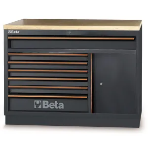 Moduł stały 7 szuflad drzwi i drewniany blat Beta C45PRO/M7A/W