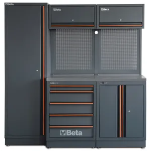 Zestaw mebli warsztatowych ze stalowym blatem Beta C45PRO2.0/BX