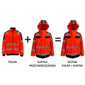 Zestaw kurtka przeciwdeszczowa VWJK433 i bluza polarowa VWFC62 pomarańczowy