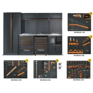 Zestaw mebli warsztatowych C45PRO 2.0 X z blatem INOX oraz 267 narzędzi Beta C45PRO C45PRO 2.0 X/267UT