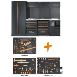 Zestaw mebli warsztatowych C45PRO 2.0 X z blatem INOX gł. 45cm oraz 196 narzędzi Beta C45PRO C45PRO X/196UT