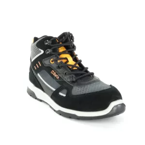TRZEWIKI BEZPIECZNE SNEAKERS S3 Z ZAMSZU I MIKROFIBRY, WODOODPORNE,  Z WSTAWKAMI Z NYLONOWEJ SIATECZKI I MATERIAŁU "CARBON",