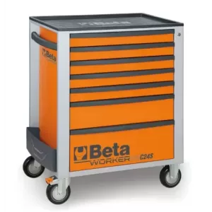 Wózek narzędziowy z zestawem narzędzi we wkładach profilowanych, 240 el. BETA WORKER BW2400S/O7/E-S pomarańczowy